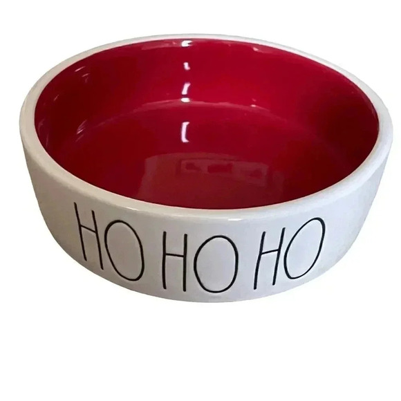 2 for $30 Rae Dunn Ho Ho Ho Pet Food Bowl Matte ceramic dog cat bowl - Picture 1 of 5